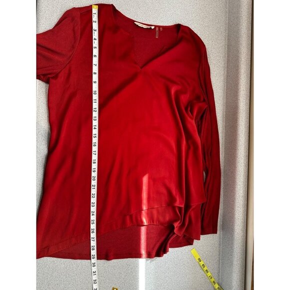 Soft Surroundings Alix Tunic Top Size Medium Rust V-Neck Mix Media Overlay - Picture 7 of 8